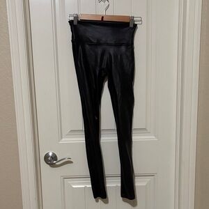Spanx Black Faux‎ Leather High-Waist Leggings